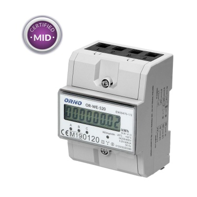 Elektromer 3-fázový LCD ORNO WE-520 s certifikátom MID