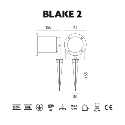Záhradná lampa BLAKE 2 čierna Záhradná lampa BLAKE 2 čierna