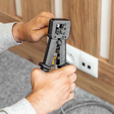 Kliešte krimpovacie RJ45/RJ12/RJ11 pre prechod. konektory Rebel