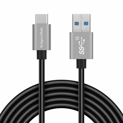 Kábel USB - USB typ C 10Gbps 1m čierny Kruger&Matz Basic Kábel USB - USB typ C 10Gbps 1m čierny Kruger&Matz Basic
