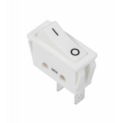 Prepínač kolískový 16A/250V 0-1 C5N 2pin biely Prepínač kolískový 16A/250V 0-1 C5N 2pin biely