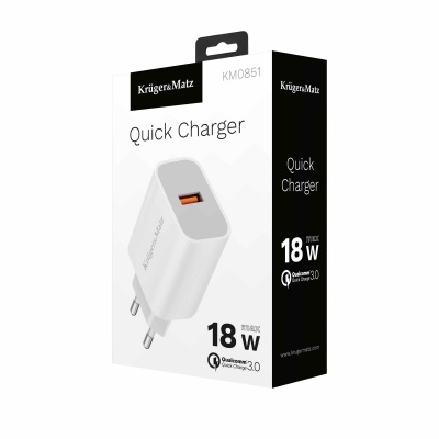 Sieťová nabíjačka USB 18W Quick Charge 3.0 Kruger&Matz Sieťová nabíjačka USB 18W Quick Charge 3.0 Kruger&Matz