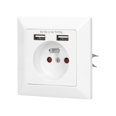 Zásuvka 230V s dvomi portmi USB A