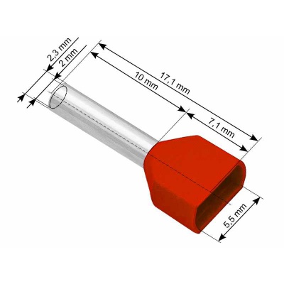 Dutinka izolovaná krimpovacia 2x1/10 červená (100ks) Dutinka izolovaná krimpovacia 2x1/10 červená (100ks)