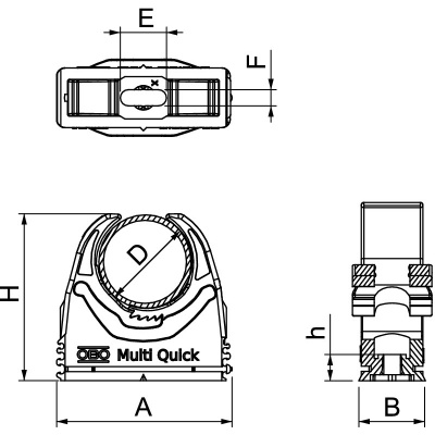 Príchytka rúrky M-Quick 2153114 18-22mm PA svetlosivá OBO