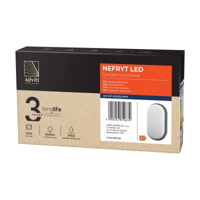 LED svietidlo NEFRYT, 10W, 800lm, IP54, 4000K, grafit