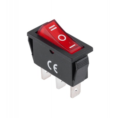 Prepínač kolískový 3pin 3pol. 230V - červ. Prepínač kolískový 3pin 3pol. 230V - červ.