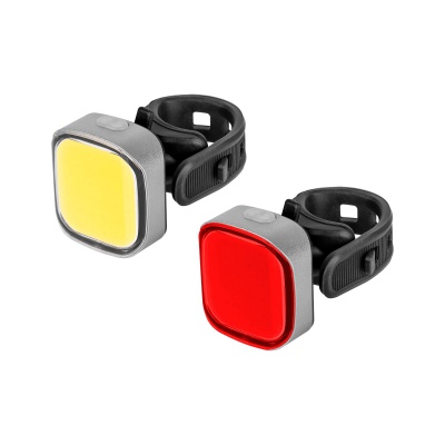 Sada svetiel na bicykel s USB káblom Square REBEL Sada svetiel na bicykel s USB káblom Square REBEL