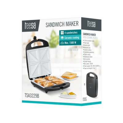 Sendvičovač s keramickými platňami TEESA - 4 sendviče Sendvičovač s keramickými platňami TEESA - 4 sendviče