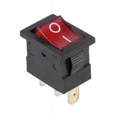 Prepínač kolískový mini 3pin 12V červený Prepínač kolískový mini 3pin 12V červený