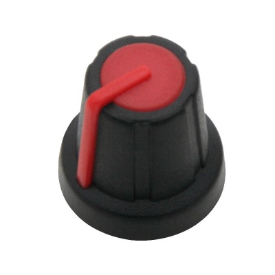 Gombík na potenciometer 6mm červený N-2 Gombík na potenciometer 6mm červený N-2