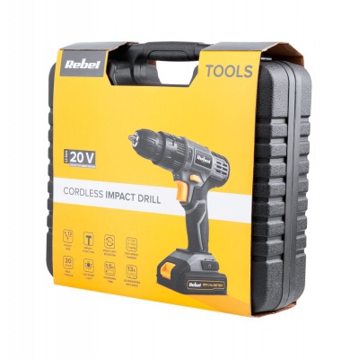 Akumulátorový vŕtací skrutkovač s príklepom 20V 2Ah REBEL TOOLS