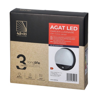 LED svietidlo AGAT 10W, senzor pohybu, IP54, 4000K, grafit