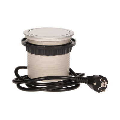 Zásuvkový blok výsuvný 3 x zásuvka 230V + 2 x USB strieborný