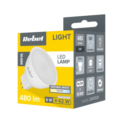 Žiarovka LED 6W MR16 4000K 12V Rebel