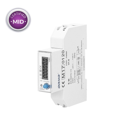 Elektromer 1-fázový LCD ORNO WE-525 s RS-485, 100A, MID