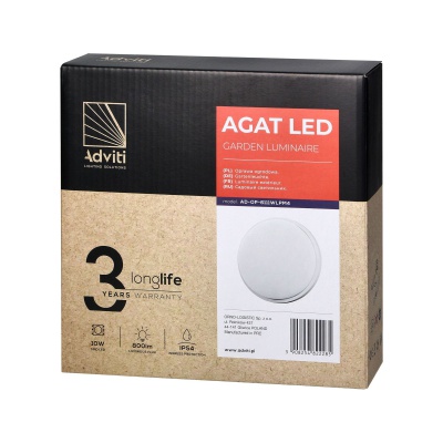 LED svietidlo AGAT 10W, 800lm, IP54, 4000K, biele