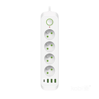Predlžovací kábel 4x230V s 3xUSB A a 1xUSB C biely 3m