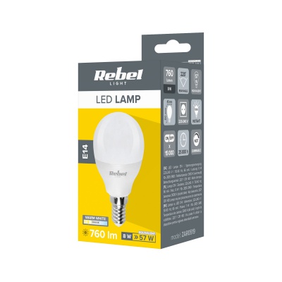Žiarovka LED G45 8W E14 3000K 230V Rebel