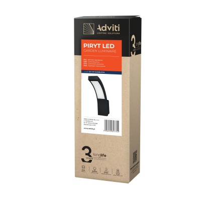 LED svietidlo PIRYT, 10W, 800lm, IP54, 4000K, čierne