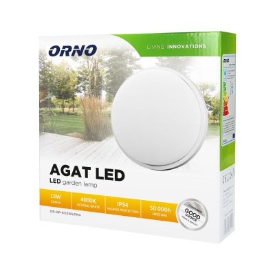 LED svietidlo AGAT 15W, 1100lm, IP54, 4000K, biele