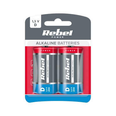 Batéria REBEL alkalická LR20 blister (2ks)