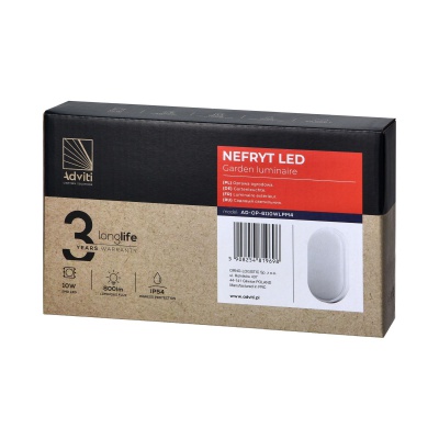 LED svietidlo NEFRYT, 10W, 800lm, IP54, 4000K, biele