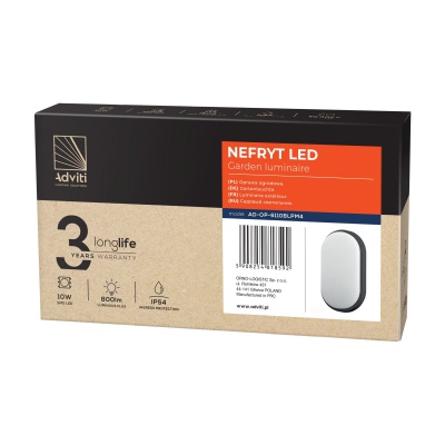 LED svietidlo NEFRYT, 10W, 800lm, IP54, 4000K, čierne