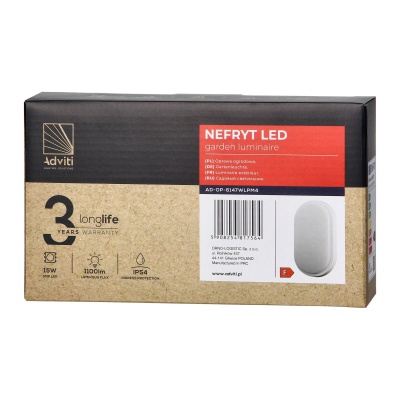 LED svietidlo NEFRYT, 15W, 1100lm,  IP54, 4000K, biele