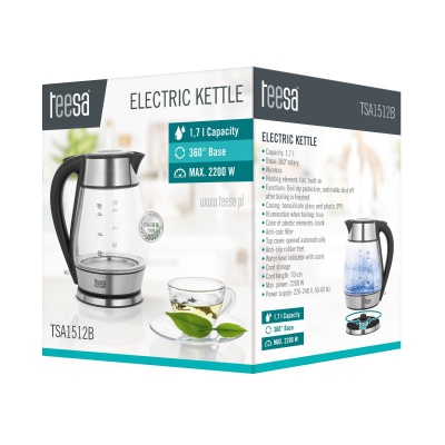 Rýchlovarná kanvica TEESA 1,7l 2200W čierna Rýchlovarná kanvica TEESA 1,7l 2200W čierna