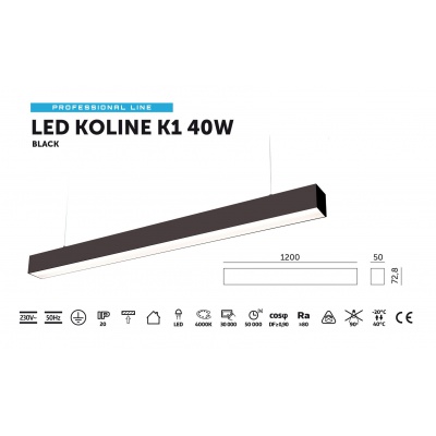 LED svietidlo KOLINE K1 40W 4000K čierne