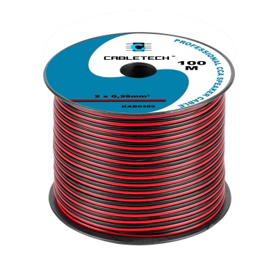 Kábel REPRO. 2x 0,35mm CCA čier-červ(100m) Kábel REPRO. 2x 0,35mm CCA čier-červ(100m)
