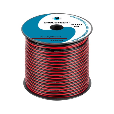 Kábel REPRO. 2x 0,75mm CCA čier-červ(100m) Kábel REPRO. 2x 0,75mm CCA čier-červ(100m)