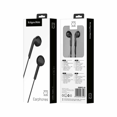 Slúchadlá do uší s mikrof. Kruger&Matz C2 USB-C čierne Slúchadlá do uší s mikrof. Kruger&Matz C2 USB-C čierne