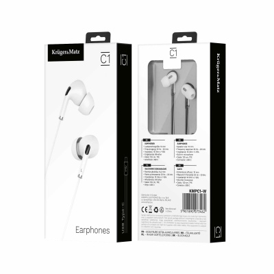 Slúchadlá do uší s mikrof. Kruger&Matz C1 USB-C biele Slúchadlá do uší s mikrof. Kruger&Matz C1 USB-C biele