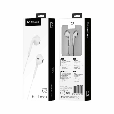 Slúchadlá do uší s mikrof. Kruger&Matz C2 USB-C biele Slúchadlá do uší s mikrof. Kruger&Matz C2 USB-C biele