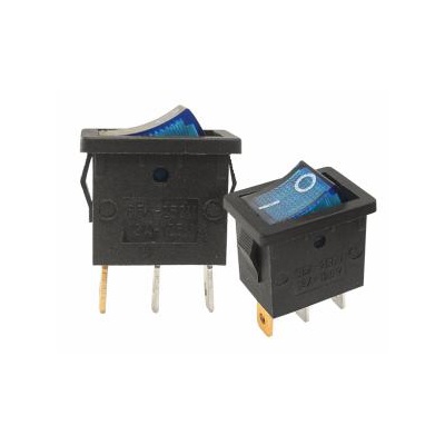Prepínač kolískový mini 3pin 230V modrý