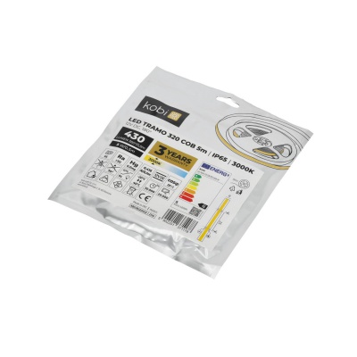 LED pás COB 3000K IP65 5m 12V 320 LED TRAMO