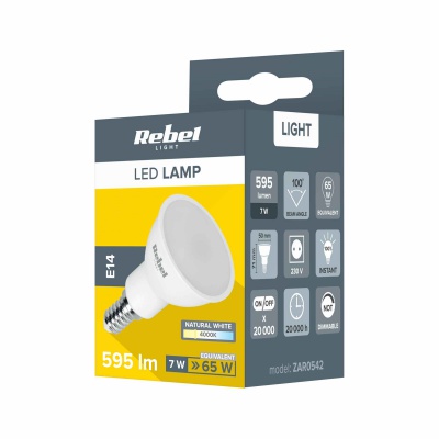 Žiarovka LED 7W E14 4000K 230V Rebel