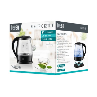 Rýchlovarná kanvica TEESA 1L 1630W čierna Rýchlovarná kanvica TEESA 1L 1630W čierna