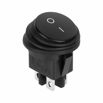 Prepínač kolískový okrúhly 230V 4pin IP65 čierny Prepínač kolískový okrúhly 230V 4pin IP65 čierny