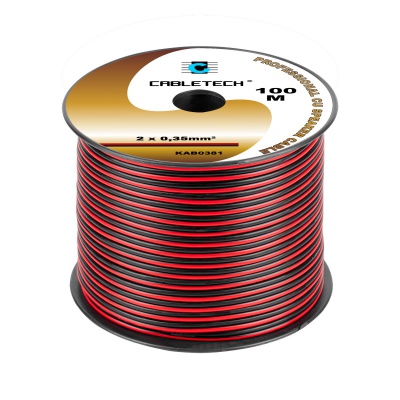Kábel REPRO. 2x 0,35mm CU čier-červ(100m) Kábel REPRO. 2x 0,35mm CU čier-červ(100m)