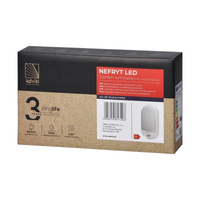 LED svietidlo NEFRYT, 10W, senzor pohybu, IP54, 4000K, biele