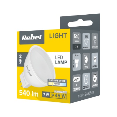 Žiarovka LED 7W MR16 4000K 230V Rebel