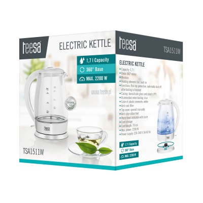Rýchlovarná kanvica TEESA 1,7l 2200W biela Rýchlovarná kanvica TEESA 1,7l 2200W biela