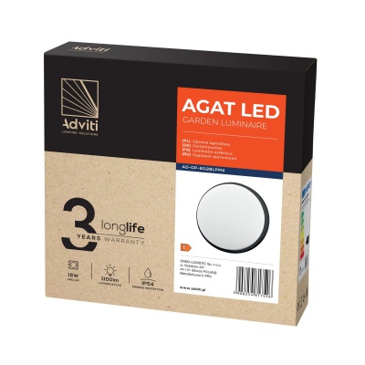 LED svietidlo AGAT 15W, 1100lm, IP54, 4000K, čierne