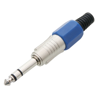 Konektor Jack 6,3mm HQ stereo modrý Konektor Jack 6,3mm HQ stereo modrý