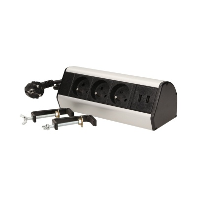 Predlžovacia zásuvka nábytková, 3x zásuvka 230V + 2x USB