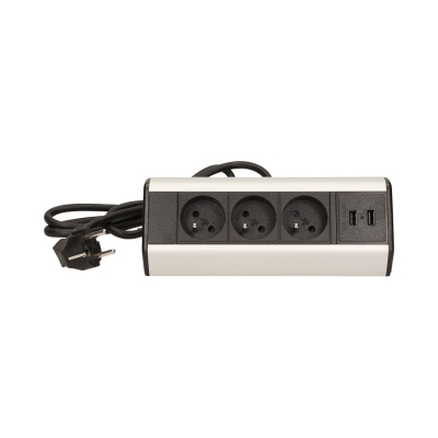 Predlžovacia zásuvka nábytková, 3x zásuvka 230V + 2x USB