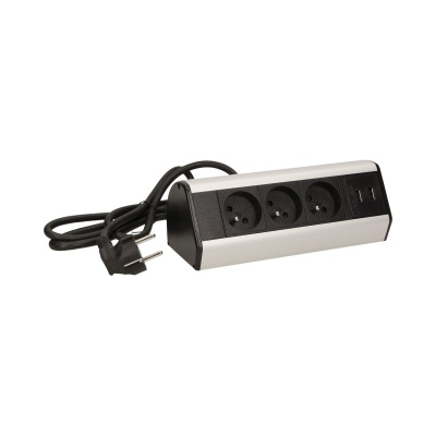 Predlžovacia zásuvka nábytková, 3x zásuvka 230V + 2x USB